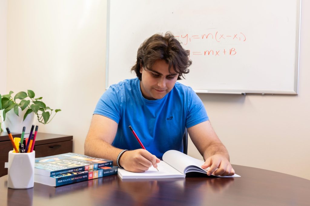 Student studying for math.